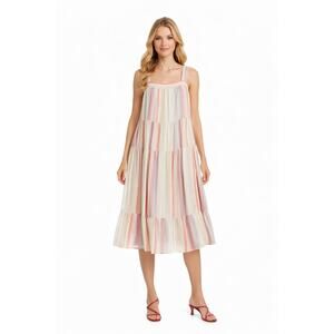 Rails Amaya Glitter Striped Linen Blend Sundress - Size L
